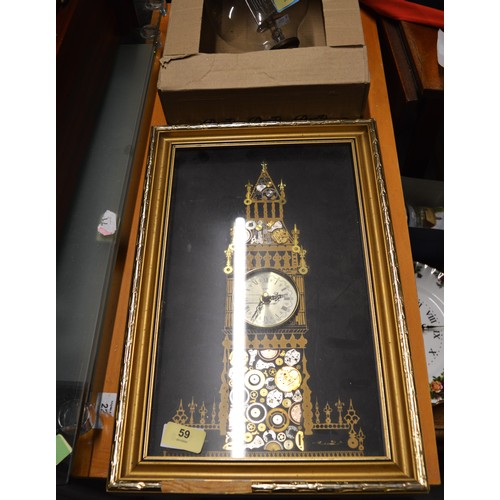 216 - A Box-Framed Battery Operated Wall-Clock Made up from other Watch Parts