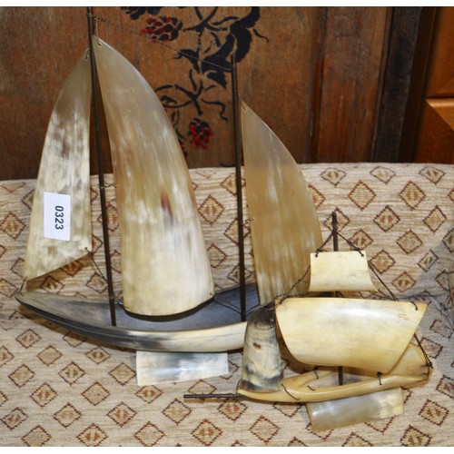 192 - Two Model Ships constructed from Horn