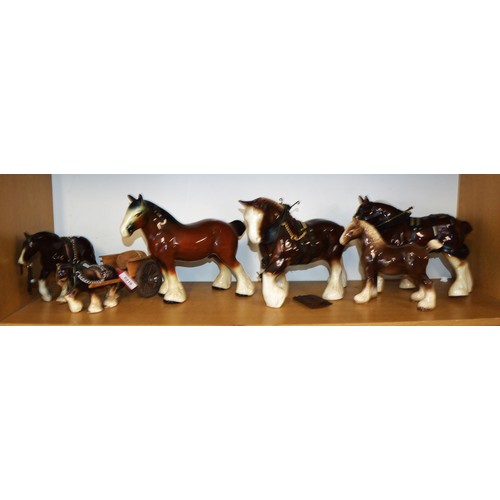 176 - Six Ceramic Shire Horses