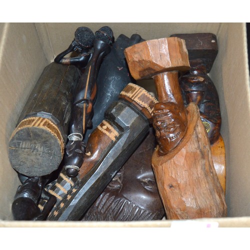 212 - Box of Ethnic Wooden Carvings