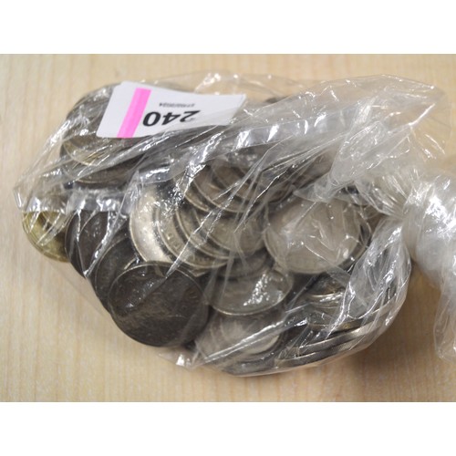 240 - One Bag of Mixed Coins including a Silver Half Dollar and Three £2 Coins