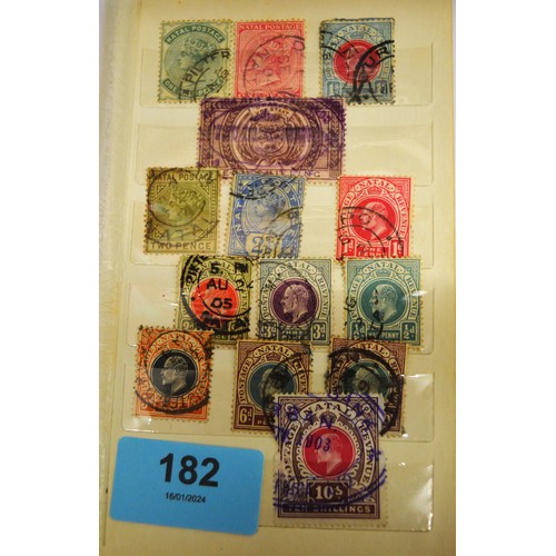 318 - one A6 Stock Sheet of Victorian and Edwardian Natal Stamps includes 10/_ Revenue Stamp in Postal Use... 