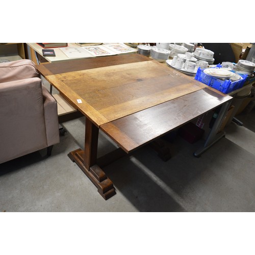 198 - Solid Oak Art Deco Priory Style Dining Table (Some Bleach to Top - Overall Consistent Finish)