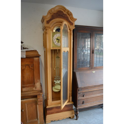 294 - A Pine-Cased (with Walnut Inlay) Long Case Clock with works by 