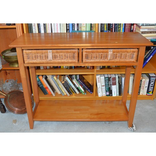 62 - Mahogany Console Table Having Twin Basket-Weave Underdrawers and with Under-shelf - 40