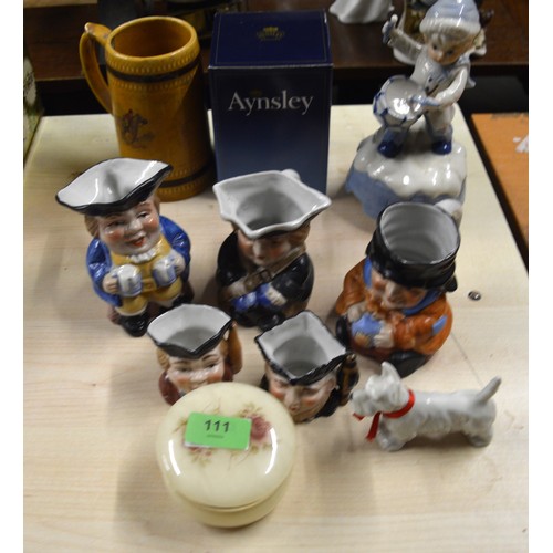 68 - Five Jugs, a China Musical Drummer Boy, a Boxed Aynsley Mug, etc