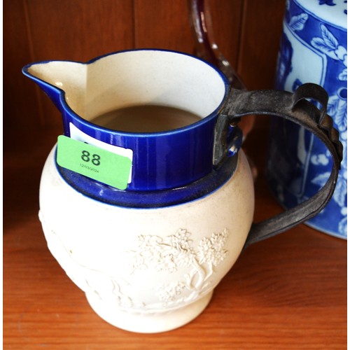 80 - A Jug Depicting a Hunt having Glazed Neck and (Period Repaired) Metal Handle - 7