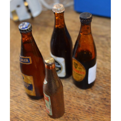113 - Four Vintage Miniature Bottles:  Ham Lager, Guinness (x 2), and Sunfresh Orange Juice (NB NOT FOR PO... 