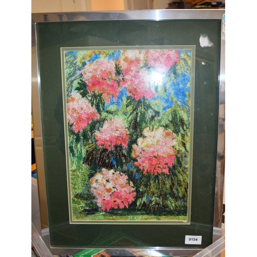 185 - Framed and Mounted (Under Glass) Textile Art Signed Verso by Greta Fitchett  Titled 