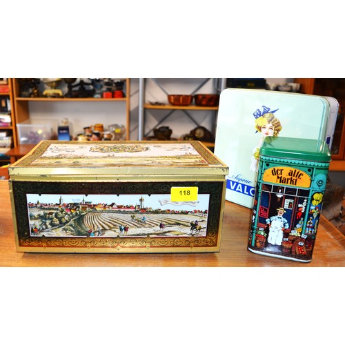 118 - Large Ornate Tin plus Four Others