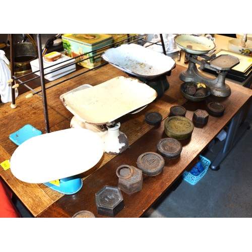119 - Four Assorted Vintage Kitchen Scales (with Weights)