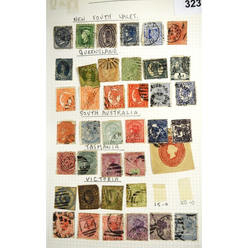 406 - Two Pages of mounted Used Victorian Australian Stamps: New South Wales, Queensland, South Australia,... 