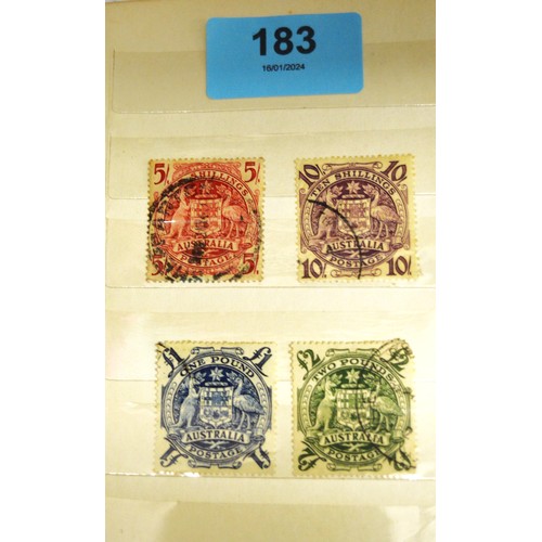 410 - One A6 Stock Sheet of Australian 1948 High Value definitives: 5/-,10/-, £1 and £2
Ref 224a-224d