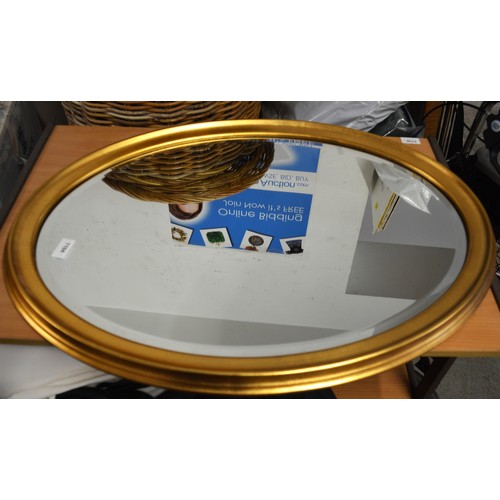 233 - Oval Gilt-Framed Bevel-Edge Wall Mirror - 30