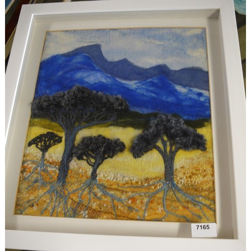 93 - Box-Framed and Mounted (Under Glass) Textile Artwork (Tree Scene) - 18