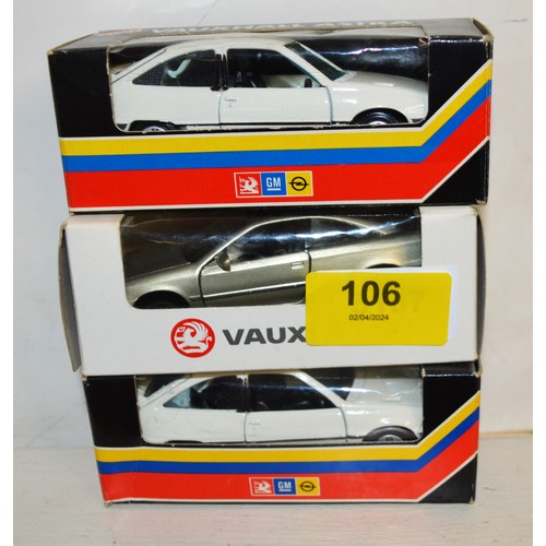 106 - Three Boxed Die Cast Model Vauxhall Cars