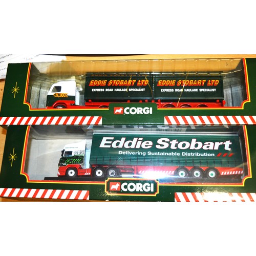 88 - Two Boxed Eddie Stobart Commercial Vehicles: DAF95 Curtainside Trailer and a Volvo Skeletal Trailer