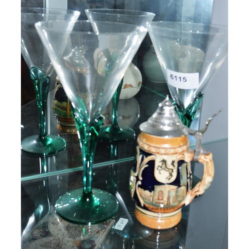 105 - Pair of Champagne Glasses and a German Beer Stein