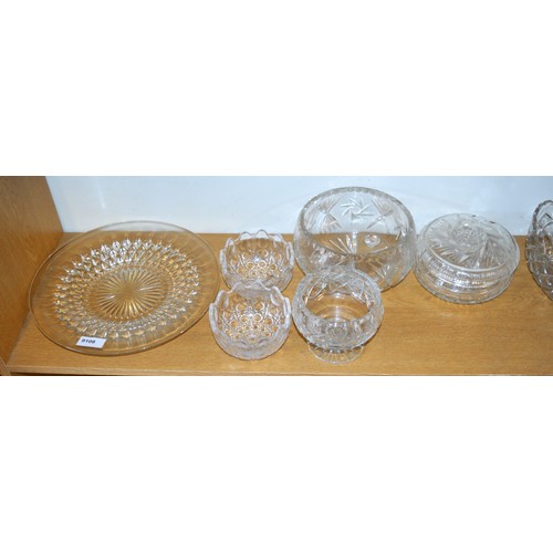 46 - Assorted Good Quality Glass Bowls including Thomas Webb Crystal and Large Plate