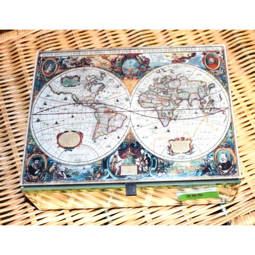 109 - Mirror Surround Jewellery Box having Early Map Top Decoration