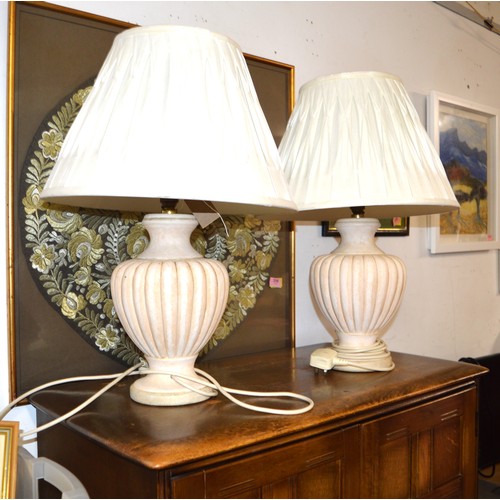 160 - Pair of Cream Table Lamps with Shades