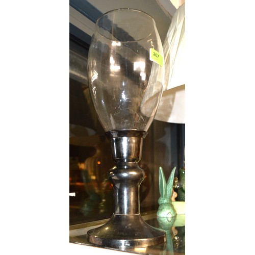 193 - Large Glass and Metal Candle Holder (in Form of a Large Wine Glass) approx. 18