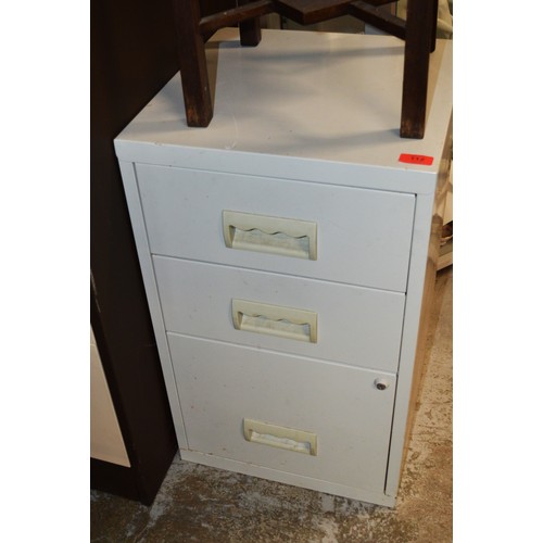 112 - Three-Drawer Metal Filing Cabinet (No Key)