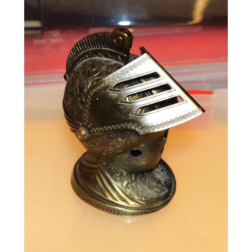 35 - Knight's Head Design Cigarette Lighter (Japanese Made), Plus One Pewter Table Lighter in Form of a E... 