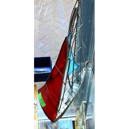 7 - Glass and Metal Sailing Boat Ornament - 16