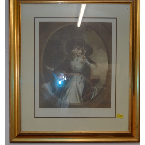 185 - Gilt-Framed and Mounted (Under Glass) French 18th Century Style Print Titled 