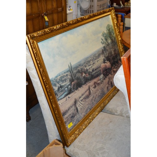 186 - Ornately Gilt Framed Print (Under Glass) of a Rural (Haylage) Scene - 39