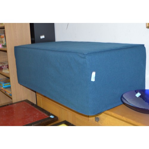 188 - John Lewis New Box Bed with Blue Cover (Unused - bought 2023 £320).  Measures 120 cm x 60 cm x 40 cm... 