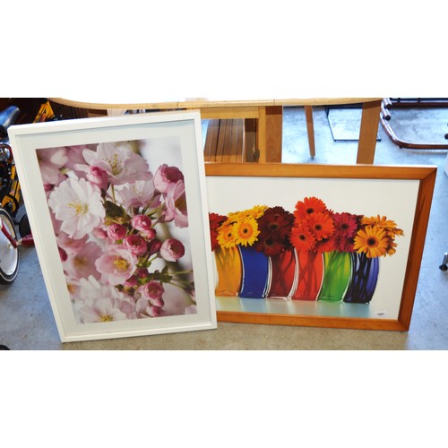 202 - Two Framed Floral Prints (Both Under Glass)