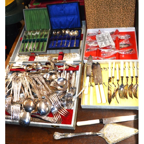 260 - A Large Selection of Silver Plated and Sheffield Stainless Steel Cutlery