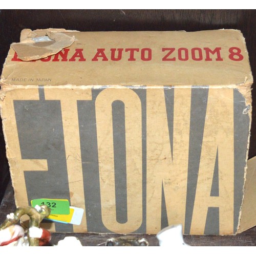 286 - Etona Auto-zoom Cine Camera, Plus Regency Fine Arts Ornaments (Owl and Spaniel Dog)