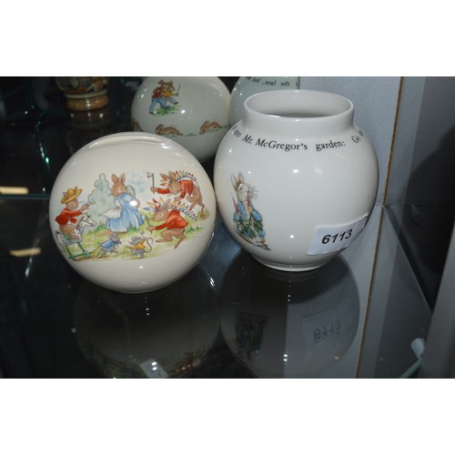 73 - A Doulton Bunnykins Money Box (with Stopper) Plus a Wedgwood Bunnykins Peter Rabbit Bowl