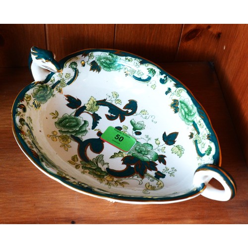 120 - Masons Chartreuse China Bowl having a Serpent Head and Tail Handle