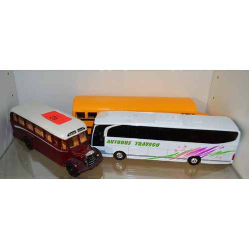 52 - Corgi Classics Bedford OB in Devon General Livery, A Mercedes-Benz Coach and a Model American School... 