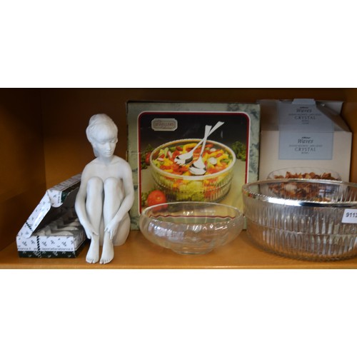 107 - Assorted:  Boxed Queen Anne Tarnish Resistant Salad Bowl, Plus Box St Michael Crystal Bowl, Plus Ass... 