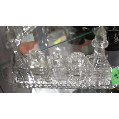 91 - Crystal Condiment Set on Tray (Six Pieces)