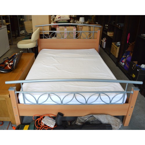 140 - Lightwood Double Bed (with Head and Foot)