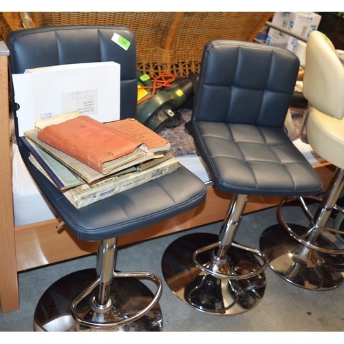 143 - Pair of Adjustable Bar Stools with Grey Seating on a Chrome Base