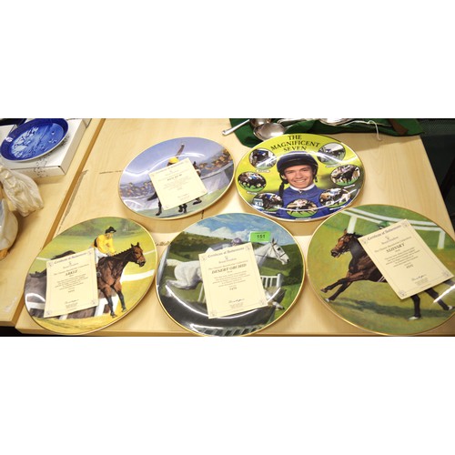 151 - Five Royal Doulton Equestrian Plates: Arkle, Desert Orchid, Nijinsky, Red Rum and Frankie Dittori Ma... 