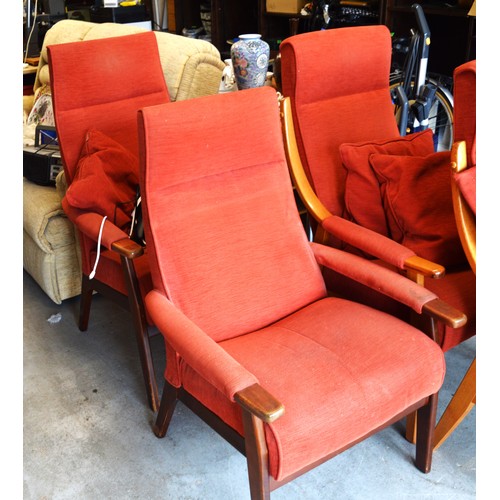 29 - Parker Knoll Armchair (Model PK1067-70) having Terracotta Upholstery - (Needs Cleaning)