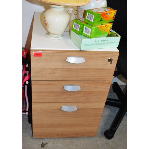 21 - Three-Drawer Filing Cabinet having Lightwood Facing and with Key (New and Unused)