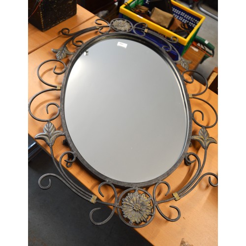 23 - Oval Mirror in Ornate Metal Frame