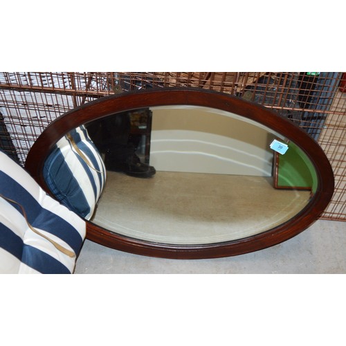 30 - Oval Bevelled Edge Mirror in a Wooden Frame