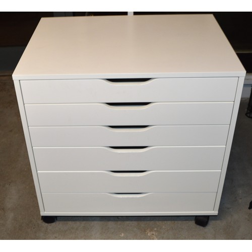 41 - White Six-Drawer Draughtsman's Chest on Castors approx. 36