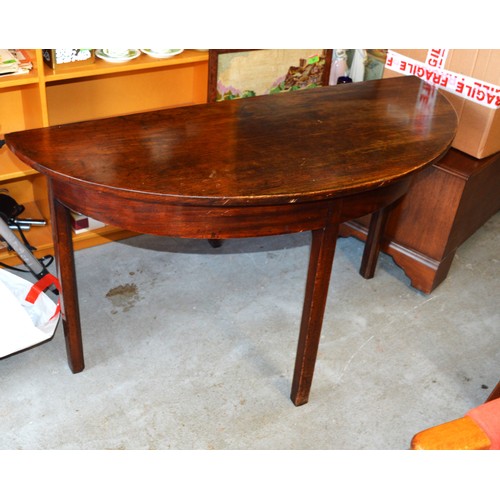 45 - Antique Mahogany Demi-Lune Shape Hall Table - (Previously Part of a D-End Dining Table)