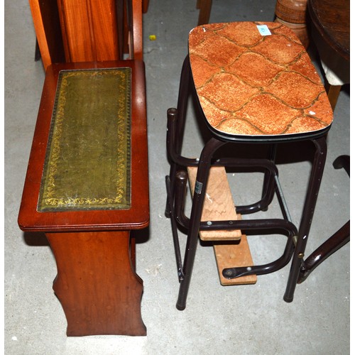 136 - A Kitchen Step-Stool, Plus a Magazine Rack (with Inset 